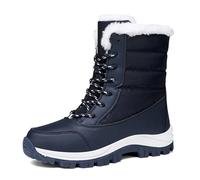 Qgtxf Bottes de Neige d'hiver pour Femmes, Confortable Chaud Fourrure Doublée Mi-veau Bottes Chaussures de Randonnée Extérieure(Blue,40 EU)