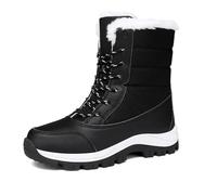 Qgtxf Bottes de Neige d'hiver pour Femmes, Confortable Chaud Fourrure Doublée Mi-veau Bottes Chaussures de Randonnée Extérieure(Black,41 EU)