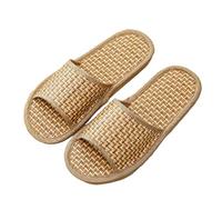 Qgtxf Chaussons en Bambou À Herbe de Rattan pour Unisex Sandales Orteil Ouvert en Paille Slip On Bath Spa Chaussures Flip Flop Rattan À l'intérieur(43/44 EU)
