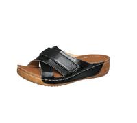 Qgtxf Femmes Open Toe Wedge Platform Pantoufles Sandales Sandales de Marche en Cuir PU Mode été Slip On Beach Plateforme Slides(Size:36 EU,Color:noir)