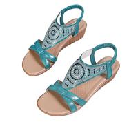 Qgtxf Strass Sandales pour Femme Sandales avec Bande Élastique Scintillante Robe Plateforme Chaussures(Blue,43 EU)