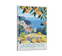 QGVBGF Affiche Italie Citrons, La Dolce Vita Côte Impression sur Toile - Décoration pour Chambre, Bureau - Paysage - Cadeau (30x45cm)