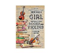 QGVBGF Impression sur toile Book And Violin A Girl Who Really Loved Book And Violin - Décoration pour chambre à coucher, bureau, chambre - 60 x 90 cm