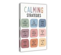 QGVBGF Impression sur toile Calming Corner Strategies Chart Therapy Office Decor - Décoration de chambre à coucher, bureau, chambre, cadeau 40 x 60 cm