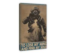 QGVBGF Impression sur toile « Scuba Diving Into The Depths Lose My Mind Find My Soul » - Décoration pour chambre à coucher, bureau, chambre - Cadeau - 50 x 75 cm