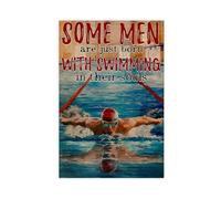 QGVBGF Impression sur toile « Some Men Are Just Born With Swimming Man » - Décoration de chambre à coucher, bureau, chambre - Cadeau 20 x 30 cm