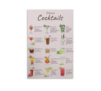 QGVBGF Poster sur toile avec guide de cocktails - Décoration murale pour salon, chambre à coucher - 30 x 45 cm