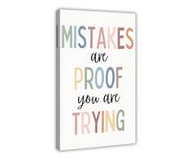 QGVBGF Poster sur toile « Mistakes Are Proof That You Are Trying » - Décoration pour chambre à coucher, bureau, chambre - Cadeau 30 x 45 cm
