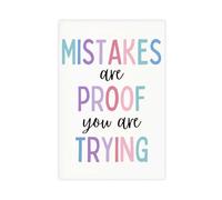 QGVBGF Poster sur toile « Mistakes Are Proof That You Are Trying » - Décoration pour chambre à coucher, bureau, chambre - Cadeau - 50 x 75 cm