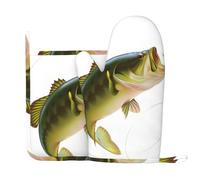 Qgwdyyjq Appât avec ligne de pêche mangeant des petits poissons imprimés gants de four et maniques ensembles de gants en silicone résistant à la chaleur