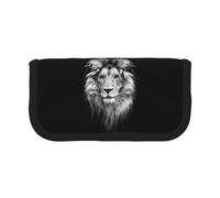 QGWDYYJQ Belle trousse à stylos en toile imprimée lion pour papeterie, Noir , Taille unique, Pochette à monnaie