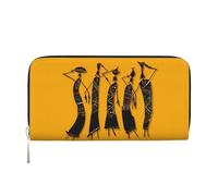QGWDYYJQ Creative African Culture Portefeuille en cuir véritable avec fermeture éclair, Noir , Taille unique
