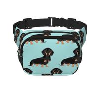QGWDYYJQ Dachshund Weiner Sac banane carré double couche imprimé chien, Noir , Taille unique