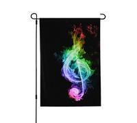 QGWDYYJQ Drapeau de jardin léger avec notes de musique colorées imprimées