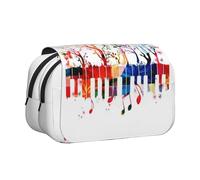 QGWDYYJQ Étui à stylos à double clapet avec clavier de piano coloré, notes de musique, organiseur portable, Noir , Taille unique, Pochette à monnaie