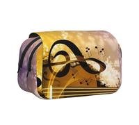 QGWDYYJQ Étui à stylos avec double clapet imprimé notes de musique piano violon, Noir , Taille unique, Pochette à monnaie