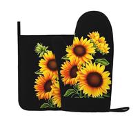 Qgwdyyjq Gants de cuisine et maniques imprimés tournesol d'été en silicone résistant à la chaleur