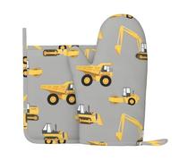 Qgwdyyjq Gants de four imprimés et maniques en silicone résistant à la chaleur pour camions de construction