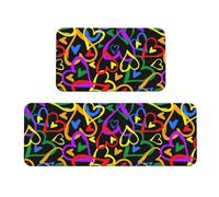 QGWDYYJQ Gay Pride Lot de 2 tapis de sol de cuisine Motif arc-en-ciel