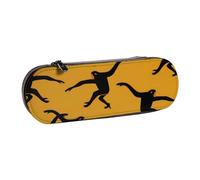 QGWDYYJQ Gibbon Trousse à crayons en cuir avec imprimé singe Noir