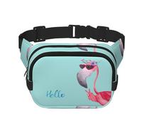 QGWDYYJQ Hello Glasses Sac banane carré double couche Motif flamant rose, Noir , Taille unique
