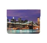 QGWDYYJQ Housse de protection en cuir imprimé nuit New York pour ordinateur portable
