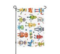 QGWDYYJQ Joli drapeau de jardin léger imprimé de robots de dessin animé pour décoration de cour