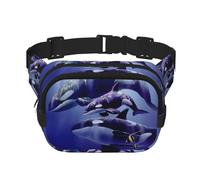 QGWDYYJQ Killer Whales Sac banane carré double couche imprimé sac banane sac de voyage, Noir , Taille unique