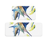 QGWDYYJQ Lot de 2 tapis de sol de cuisine avec motif poisson