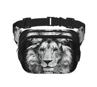 QGWDYYJQ Magnifique sac banane carré imprimé lion double couche sac banane sac de voyage, Noir , Taille unique