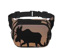 QGWDYYJQ Moose Mountain Sac banane carré double couche Motif pin sauvage, Noir , Taille unique