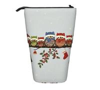QGWDYYJQ Organiseur vertical télescopique avec motif chouettes de Noël sur une branche