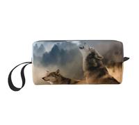 QGWDYYJQ Petit sac de maquillage imprimé loup