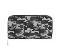 QGWDYYJQ Portefeuille à main en cuir véritable imprimé camouflage abstrait portefeuille portable zippé, Noir , Taille unique