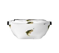 QGWDYYJQ Sac banane avec appât avec ligne de pêche mangeant un petit poisson imprimé sac banane sac de voyage, Noir , Taille unique