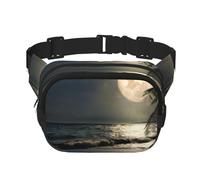 QGWDYYJQ Sac banane carré double couche avec motif de palmier et pleine lune et nuit étoilée, Noir , Taille unique