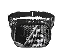 QGWDYYJQ Sac banane carré double couche imprimé drapeau à carreaux, Noir , Taille unique