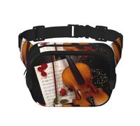 QGWDYYJQ Sac banane carré double couche imprimé partition violon, Noir , Taille unique