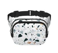 QGWDYYJQ Sac banane carré imprimé terrazzo blanc double couche sac banane sac de voyage, Noir , Taille unique