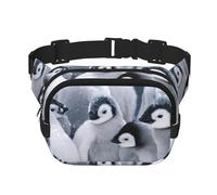 QGWDYYJQ Sac banane double couche carré imprimé pingouin mignon sac de voyage, Noir , Taille unique