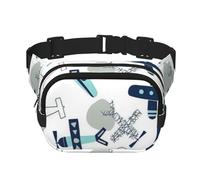 QGWDYYJQ Sac banane double couche imprimé avion carré sac banane sac de voyage, Noir , Taille unique