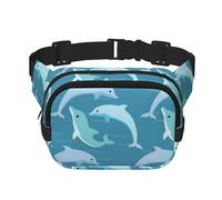 QGWDYYJQ Sac banane double couche imprimé dauphin carré sac banane sac de voyage, Noir , Taille unique