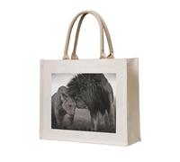 QGWDYYJQ Sac fourre-tout en toile imprimée lion et lionne