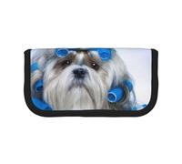 QGWDYYJQ Shih Tzu Trousse à stylos en toile imprimée chien, Noir , Taille unique, Pochette à monnaie