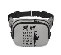 QGWDYYJQ Silhouettes of Martial Arts Martiaux Imprimé Carré Double Couche Sac Banane Sac de Voyage, Noir , Taille unique