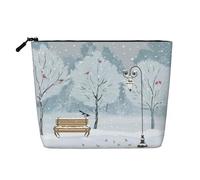 QGWDYYJQ Snow Falling in The Park Trousse de maquillage en chanvre avec imprimé faux sac de rangement quotidien Trousse de toilette de voyage, Noir , Taille unique