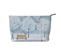 QGWDYYJQ Snow Falling in The Park Trousse de toilette de voyage en velours côtelé, Noir , Taille unique