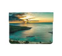 QGWDYYJQ Sunrise Over Hanauma Bay Oahu Hawaï Housse de protection en cuir pour ordinateur portable