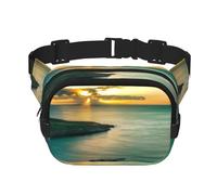 QGWDYYJQ Sunrise Over Hanauma Bay Oahu Hawaï Sac banane carré double couche Sac banane Sac de voyage, Noir , Taille unique