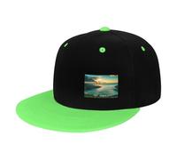 QGWDYYJQ Sunrise Over Hanauma Bay Oahu Hawaii Imprimé Contraste Hip Hop Casquette de baseball Loisirs en plein air Casquette Headwear, Vert, 4-7